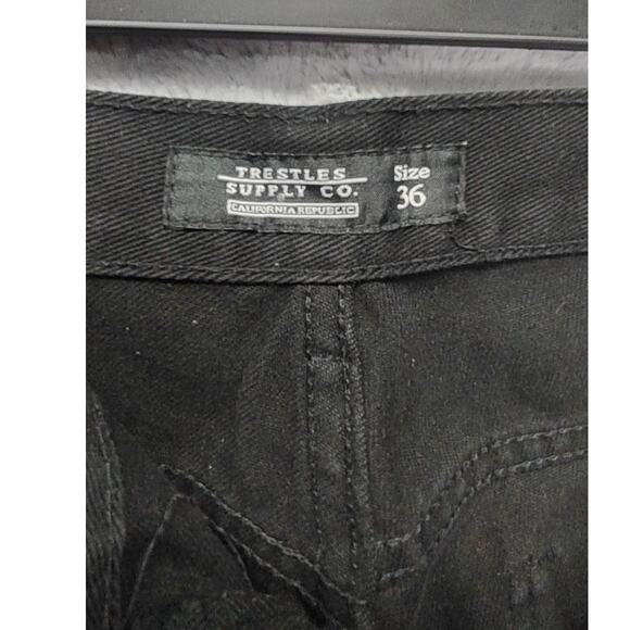 Trestyle Mens Designer Black Paint Splatter White Distressed Skinny Slim Jeans - Picture 5 of 6